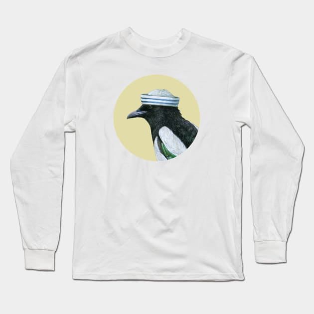 Eurasian magpie Long Sleeve T-Shirt by Mikhail Vedernikov